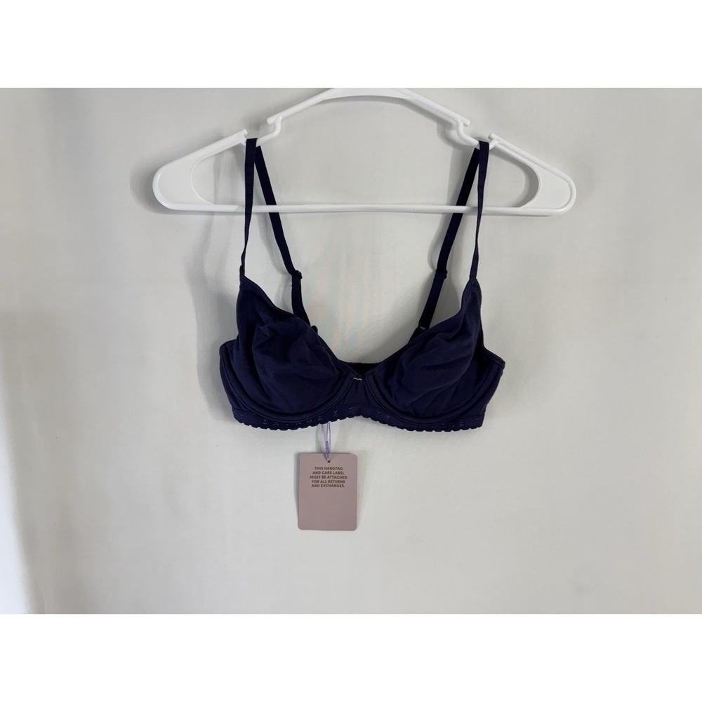 Savage X Fenty Bra 30C Navy Blue Underwire Balconette Lingerie NWT